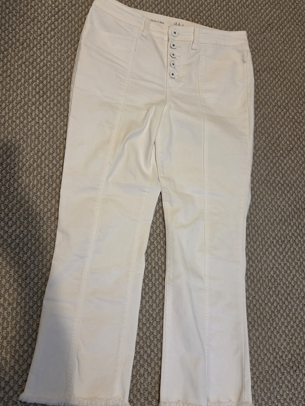 Style & Co. White Button-Front Crop Flare Jeans Sz 10